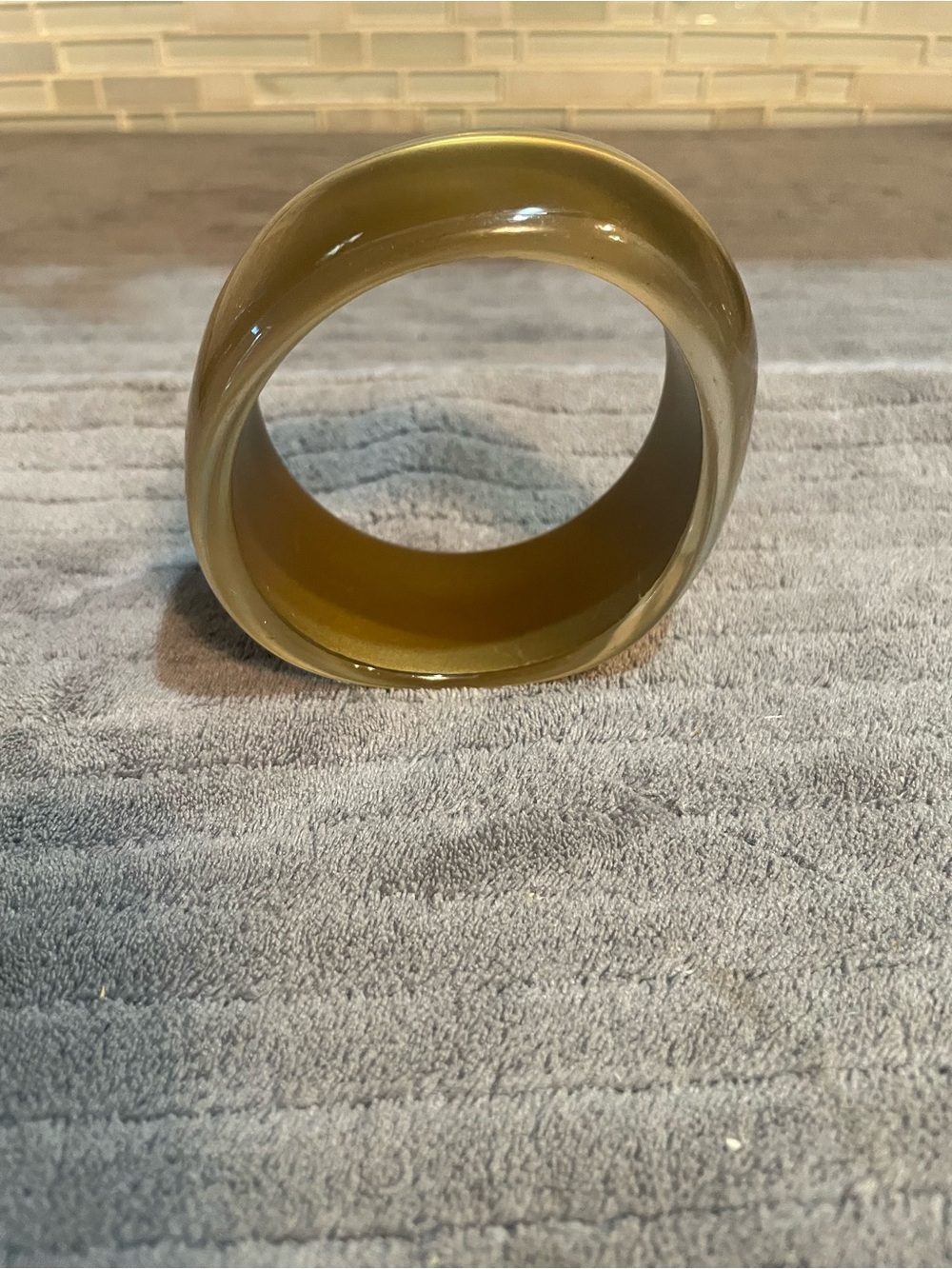 Vintage Chunky Wide Lucite Gold Shimmer Bangle Bracelet